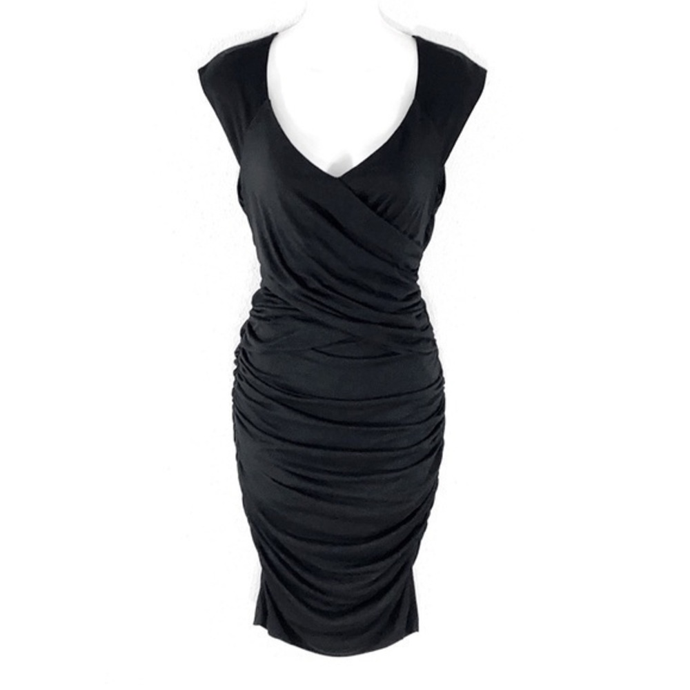 Julie Dillon black faux wrap slinky dress D6
